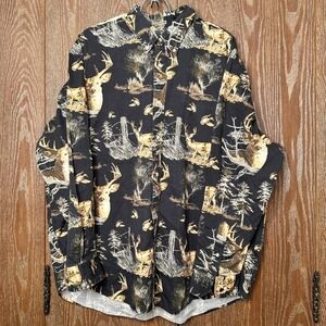 Natural Issue XXL Buck Deer Print 100% Men Cotton Wrinkle Free Button Down Shirt